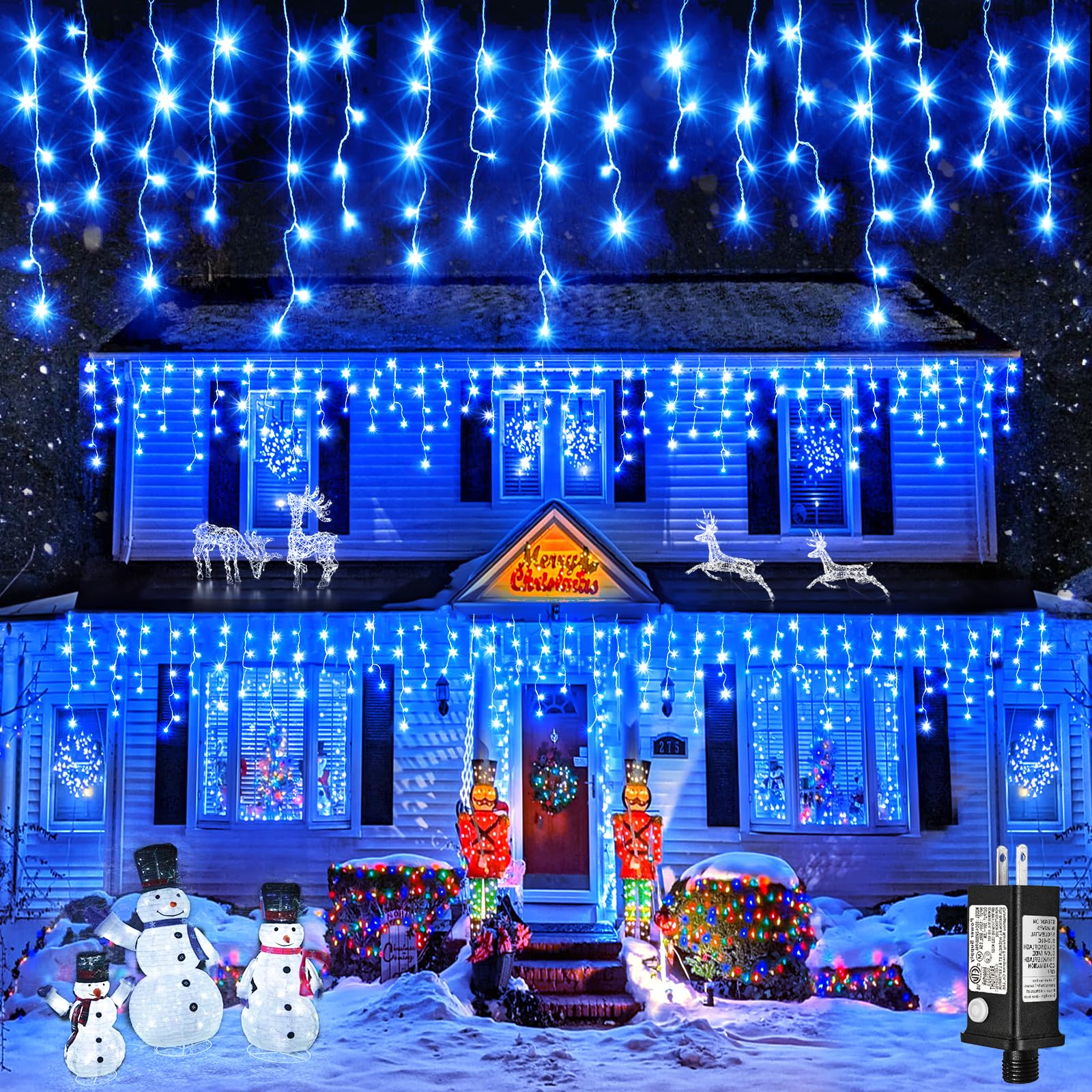 Einiiya Icicle Christmas Lights Outdoor, 33 FT 400 LED Icicle